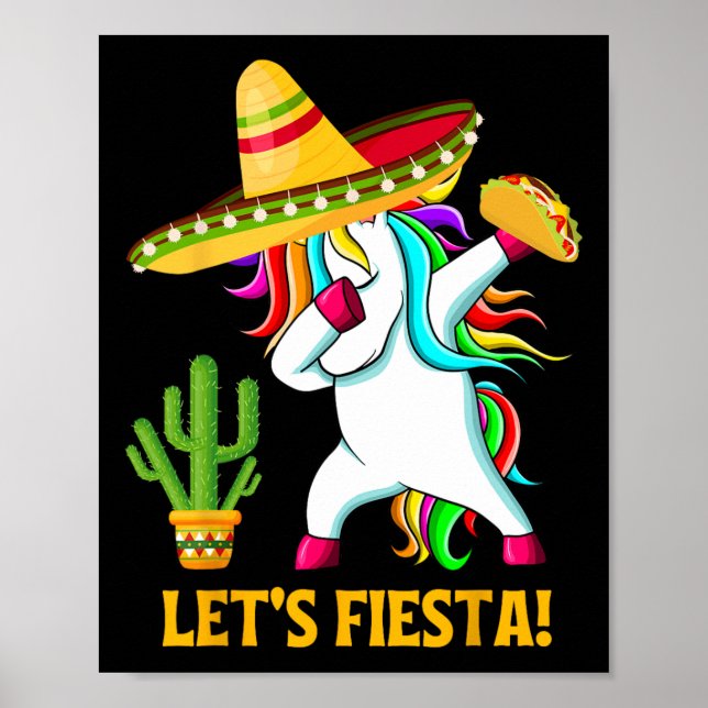 Dabbing Unicorn Funny Cinco De Mayo Kinder Lass Poster (Vorne)