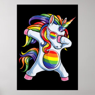 Dabbing Unicorn Gay Pride LGBT Rainbow Poster