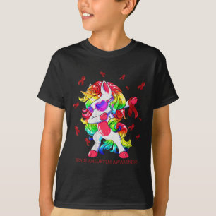 Dabbing Unicorn Gehirn Aneurysm Bewusstsein Ribbon T-Shirt