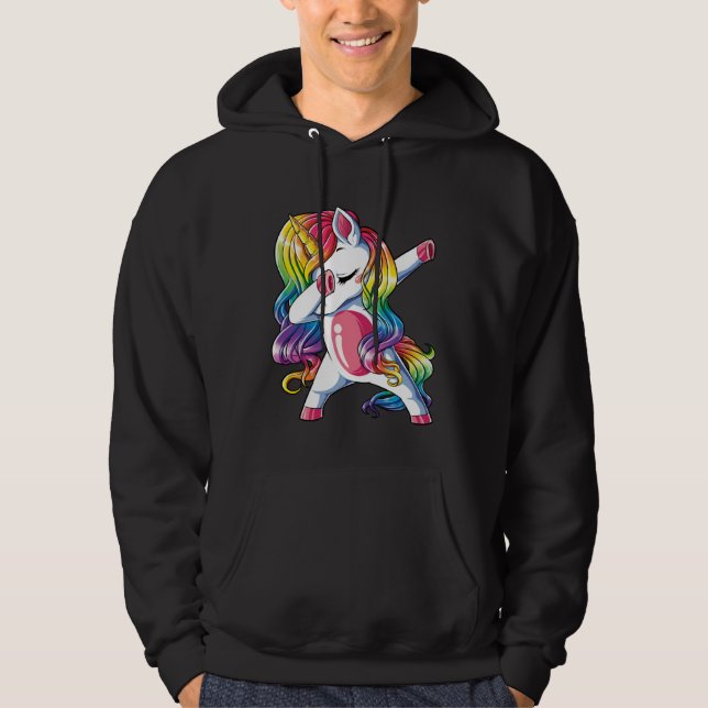 Dabbing Unicorn Girls Kids Rainbow Dab Dance Squad Hoodie (Vorderseite)