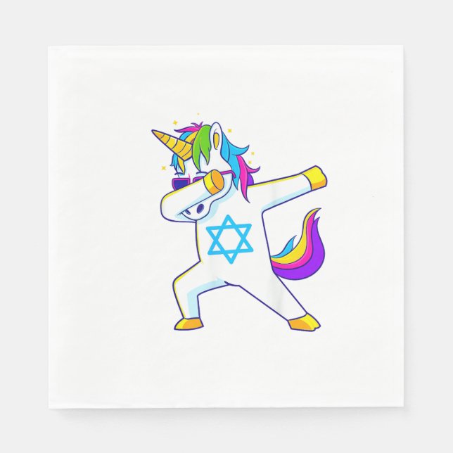 Dabbing Unicorn Hanukkah Jüdisches Tanzen Chanukah Serviette (Vorderseite)