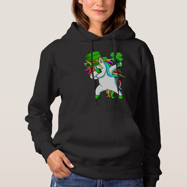 Dabbing Unicorn Happy St Patrick's Day Lucky Shamr Hoodie (Vorderseite)