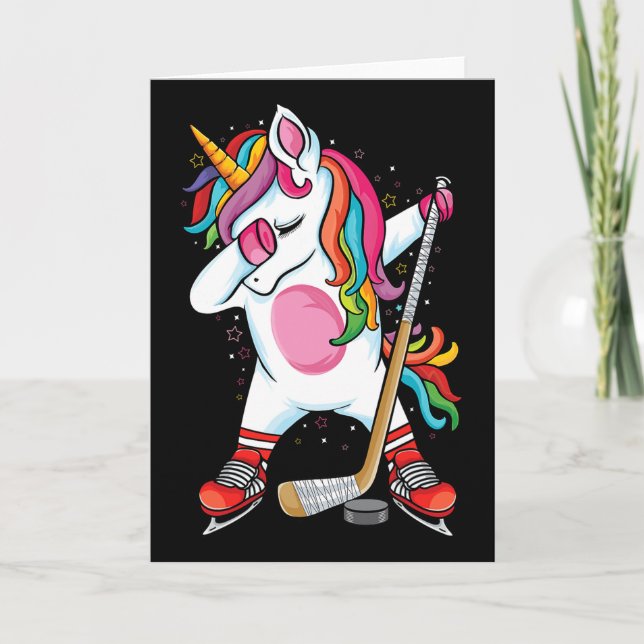 Dabbing Unicorn Ice Hockey Kids Boys Girls Funny I Karte (Vorderseite)