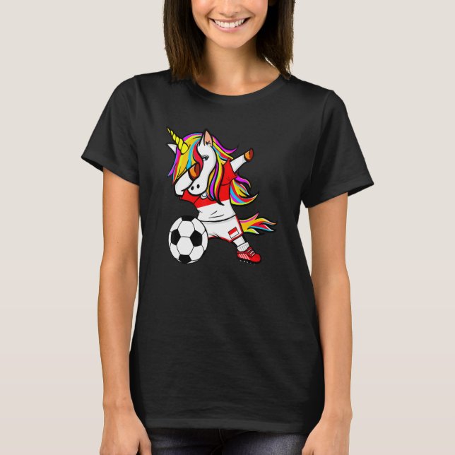 Dabbing Unicorn Indonesien Fußball Indonesische Fl T-Shirt (Vorderseite)
