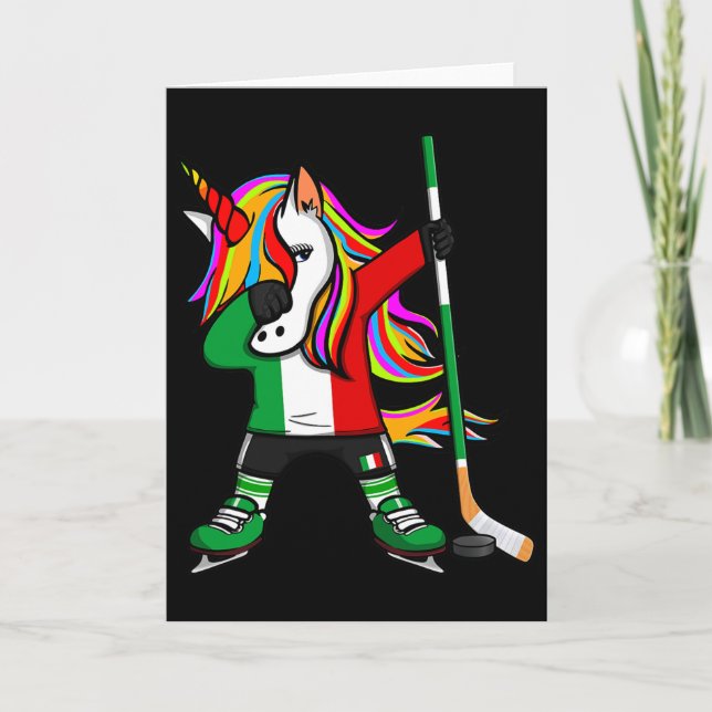 Dabbing Unicorn Italy Ice Hockey Fans Jersey Winte Karte (Vorderseite)