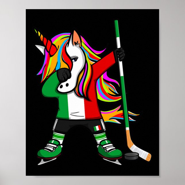 Dabbing Unicorn Italy Ice Hockey Fans Jersey Winte Poster (Vorne)