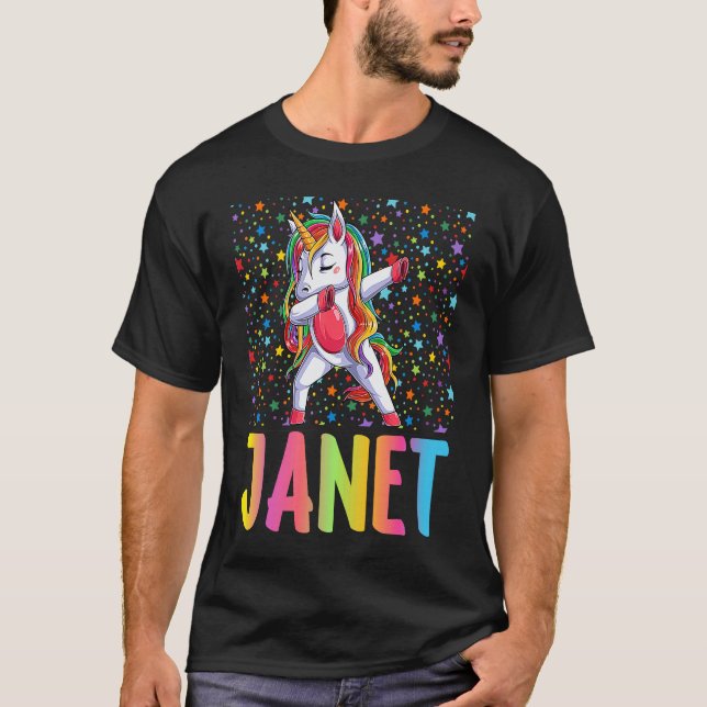 Dabbing Unicorn Janet T-Shirt (Vorderseite)