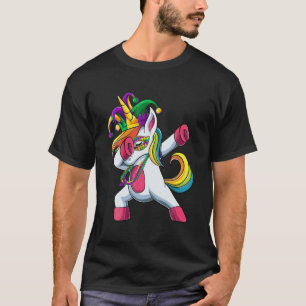 Dabbing Unicorn Jester Mardi Gras , Kinder Girls T-Shirt