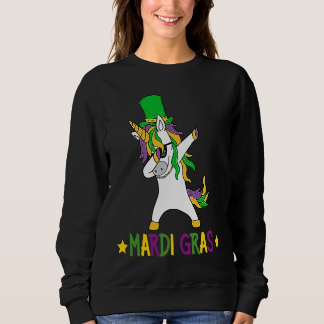 Dabbing Unicorn Jester Mardi Gras New Orleans Carn Sweatshirt (Vorderseite)