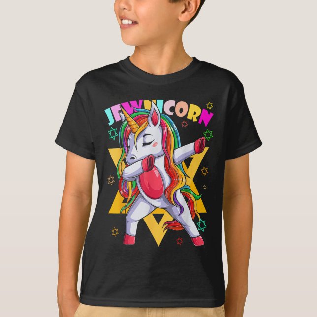 Dabbing Unicorn Jewnicorn Judenjüdin Rosh Hashanah T-Shirt (Vorderseite)
