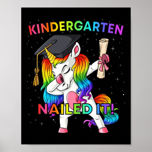 Dabbing Unicorn Kindergarten Nails It Abschluss Poster (Vorne)
