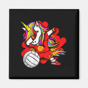Dabbing Unicorn Kirgisistan Volleyball Fans Jersey Magnet