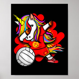 Dabbing Unicorn Kirgisistan Volleyball Fans Jersey Poster