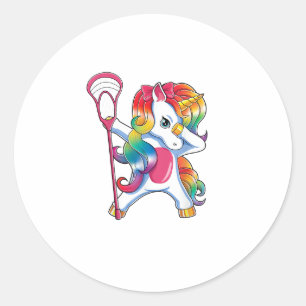 Dabbing Unicorn Lacrosse Funny Lax Player T - Shir Runder Aufkleber