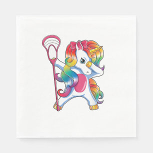 Dabbing Unicorn Lacrosse Funny Lax Player T - Shir Serviette