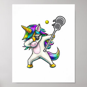 Dabbing Unicorn Lacrosse Shirt Kinder Einhorngesch Poster