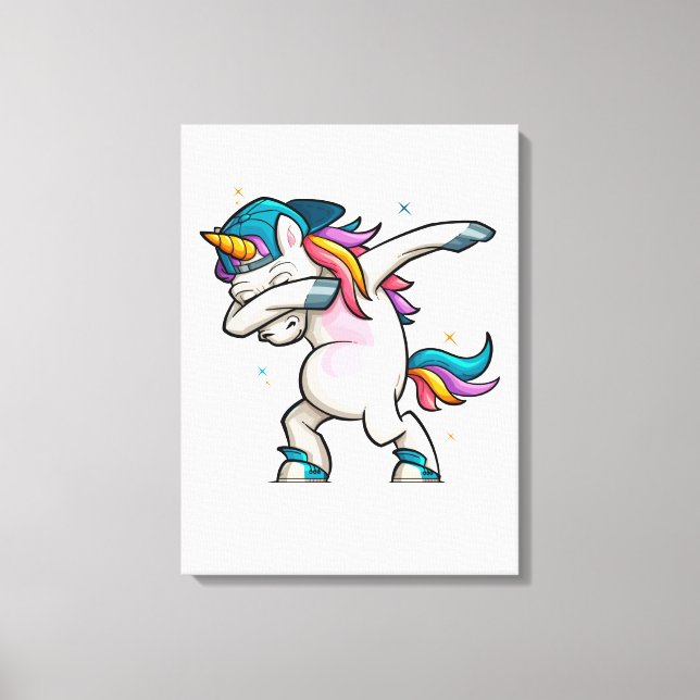 Dabbing Unicorn Leinwanddruck (Vorderseite)