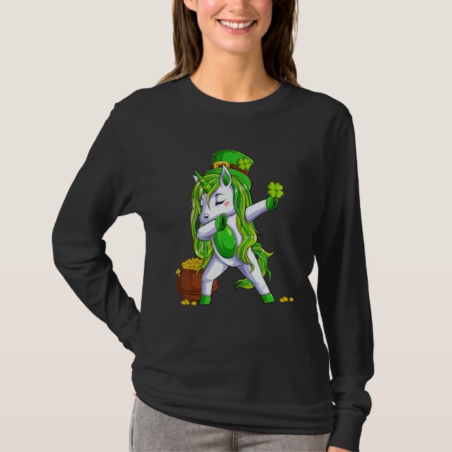 Dabbing Unicorn Leprechaun St Patricks Day for Wom T-Shirt (Vorderseite)