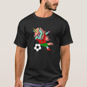 Dabbing Unicorn Marokko Fußball Fans Jersey Marokk T-Shirt