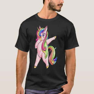 Dabbing Unicorn mit Regenbogenhaar Dabbin Tanz T-Shirt