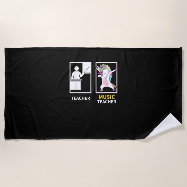 Dabbing Unicorn Music Teacher Gift T-Shirt Strandtuch (Vorderseite)