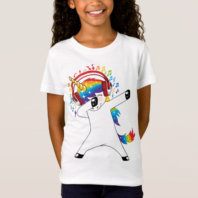 Dabbing Unicorn Musik - Einhorn T - Shirt (Vorderseite)