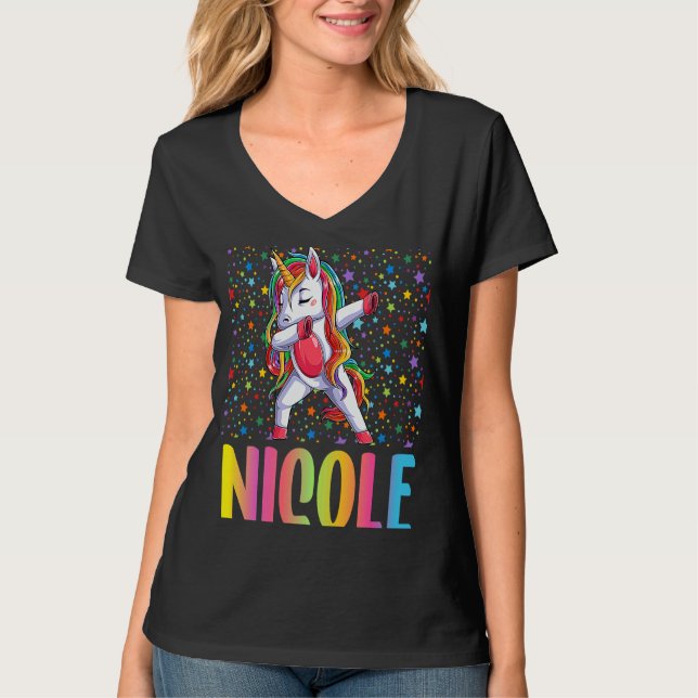 Dabbing Unicorn Nicole T-Shirt (Vorderseite)