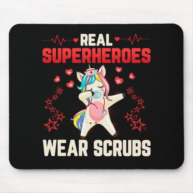 Dabbing Unicorn Nurse Wearing Facemask Real Mousepad (Vorne)