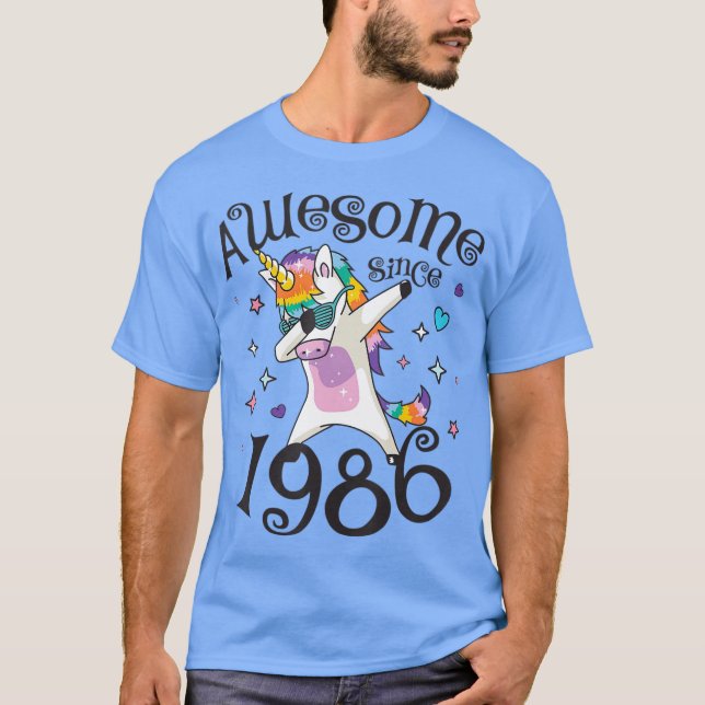 Dabbing Unicorn Phantastisch seit 1986 33. Geburts T-Shirt (Vorderseite)
