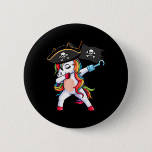 Dabbing Unicorn Pirate Girls Kinder Witziges Hallo Button