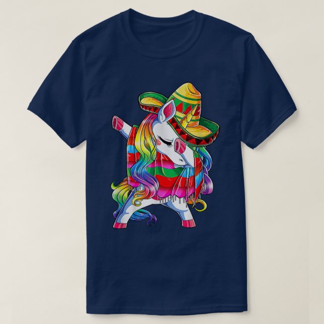 Dabbing Unicorn Poncho Poncho Hat Shirt Cinco De M (Design vorne)