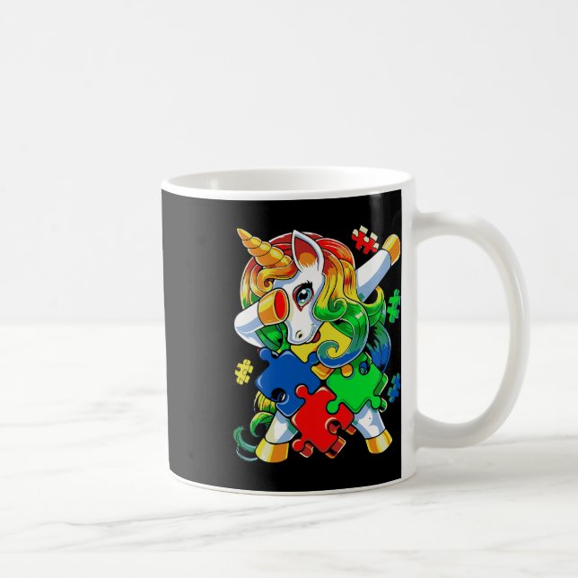 Dabbing Unicorn Puzzle Piece Autismus Bewusstsein  Kaffeetasse (Rechts)
