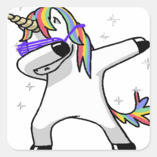 Dabbing Unicorn Quadratischer Aufkleber