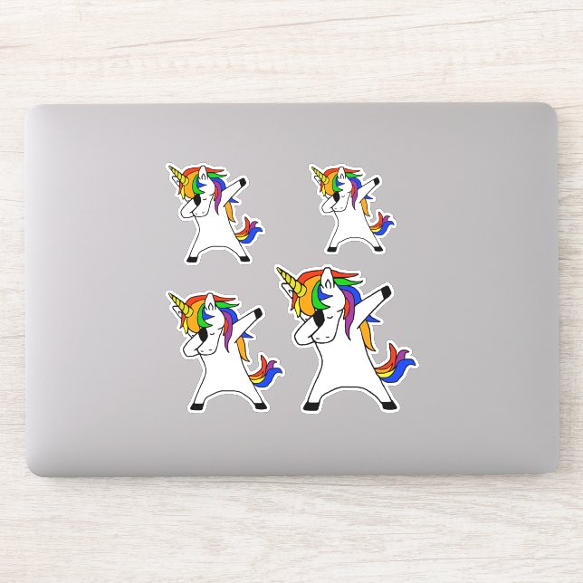 Dabbing Unicorn Rainbow Aufkleber (Computer)