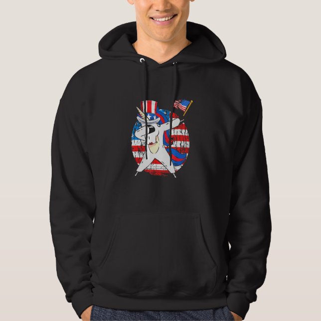 Dabbing Unicorn Rainbow Patriotic American Usa Gir Hoodie (Vorderseite)