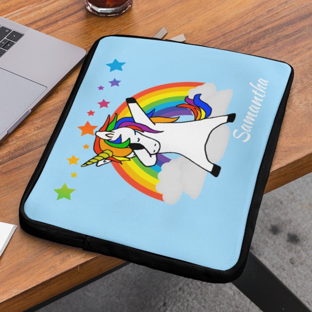 Dabbing Unicorn Rainbow Personalisiert Laptop Laptopschutzhülle (Von Creator hochgeladen)
