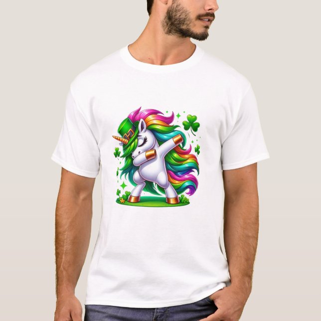 Dabbing Unicorn Rainbow T-Shirt (Vorderseite)