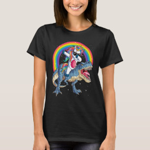 Dabbing Unicorn Reiten Dinosaurier rex Boys Girls T-Shirt