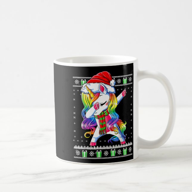 Dabbing Unicorn Santa Sweater Christmas Ugly Kids  Kaffeetasse (Rechts)