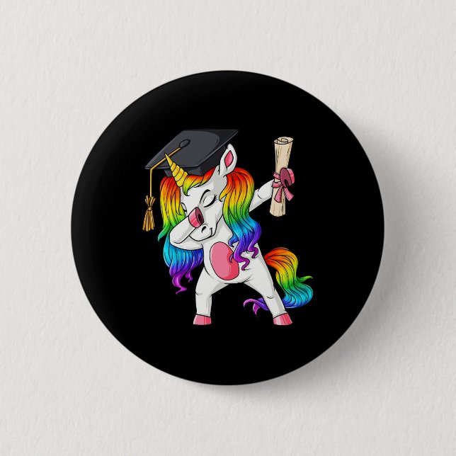 Dabbing Unicorn School Abschluss Dab Girls Kinder  Button (Vorderseite)