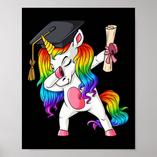 Dabbing Unicorn School Abschluss Dab Girls Kinder  Poster (Vorne)