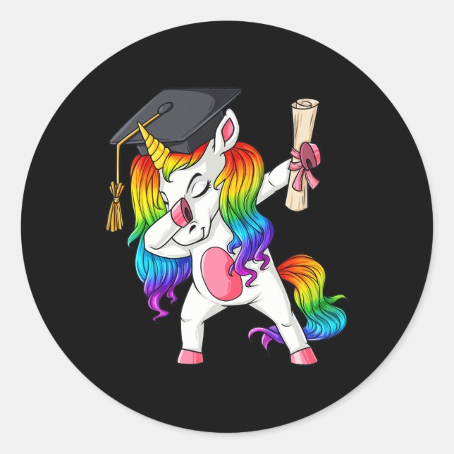 Dabbing Unicorn School Abschluss Dab Girls Kinder  Runder Aufkleber (Vorderseite)
