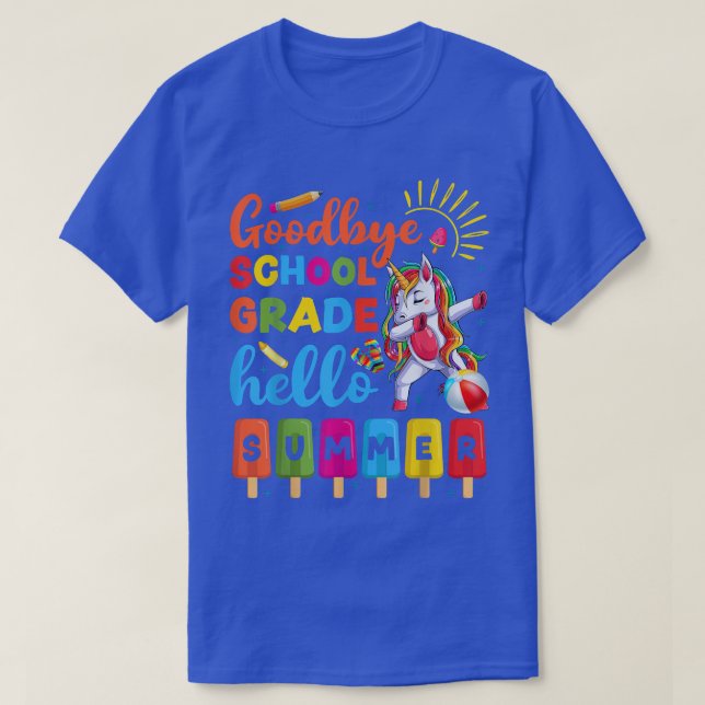 Dabbing Unicorn Schule Lehrer Schüler Kinder Hallo T-Shirt (Design vorne)