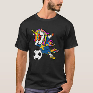 Dabbing Unicorn Schweden Fußball Fans Jersey Schwe T-Shirt