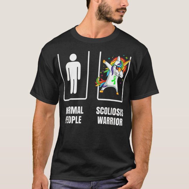 Dabbing Unicorn Scoliose Kriegerüberlebnis T-Shirt (Vorderseite)