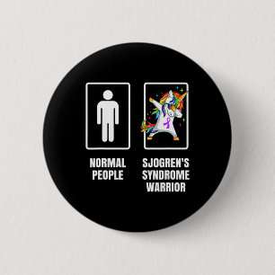 Dabbing Unicorn Sjogren-Syndrom Warrior Survivo Button