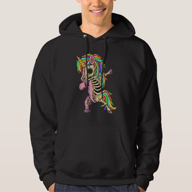 Dabbing Unicorn Skeleton Halloween for Boys Kids Hoodie (Vorderseite)