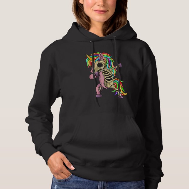 Dabbing Unicorn Skeleton Halloween for Boys Kids Hoodie (Vorderseite)