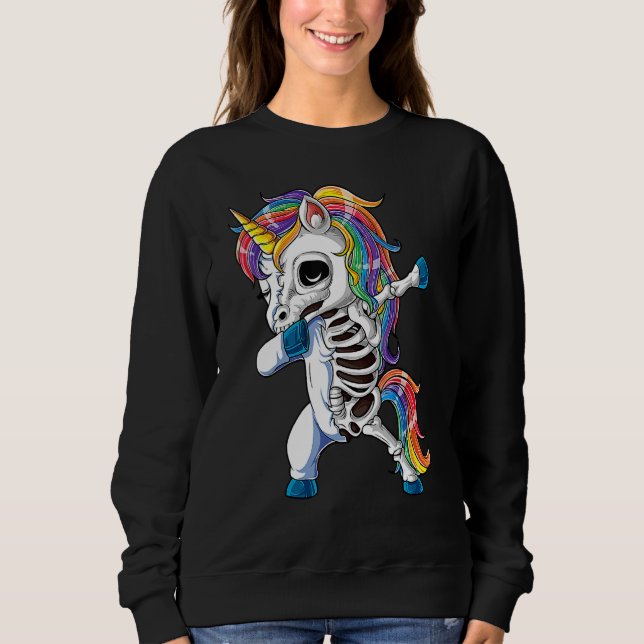 Dabbing Unicorn Skeleton Halloween Girls Dab 1 Sweatshirt (Vorderseite)