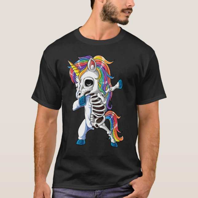 Dabbing Unicorn Skeleton Halloween Girls Dab 1 T-Shirt (Vorderseite)